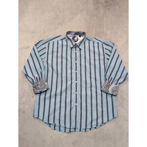 Robert Graham Button Down Shirt Mens 3XL Striped Flip Cuff